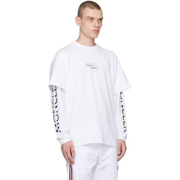 몽클레어 몽클레어 Moncler White Printed Long Sleeve T-Shirt 222111M213050