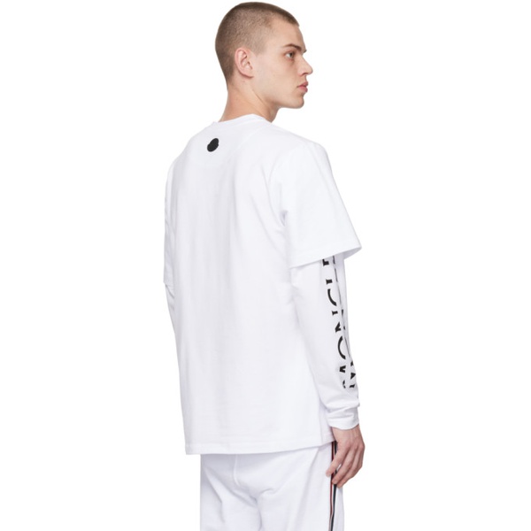 몽클레어 몽클레어 Moncler White Printed Long Sleeve T-Shirt 222111M213050