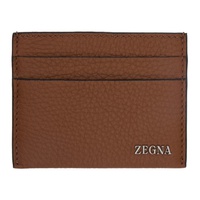 ZEGNA Brown Simple Card Holder 222142M163002