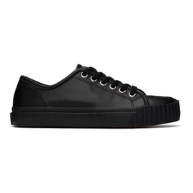메종마르지엘라 Maison Margiela Black Leather Tabi Low-Top Sneakers 222168F128026
