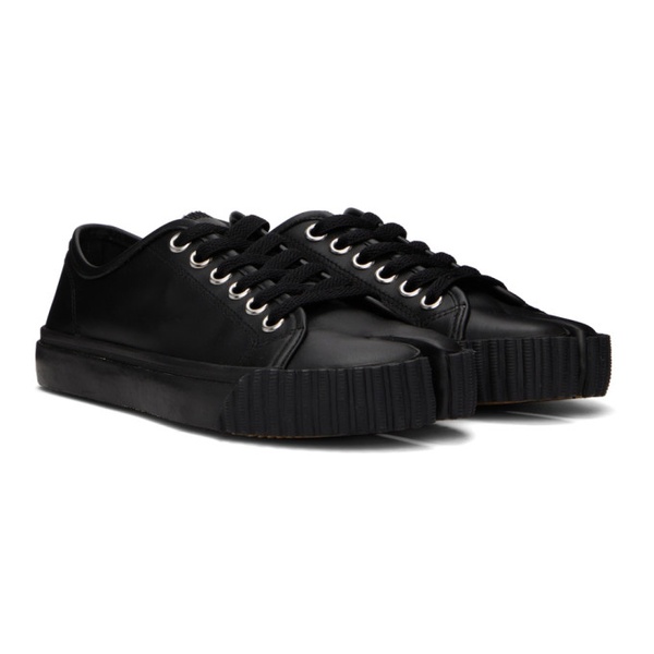 메종마르지엘라 메종마르지엘라 Maison Margiela Black Leather Tabi Low-Top Sneakers 222168F128026