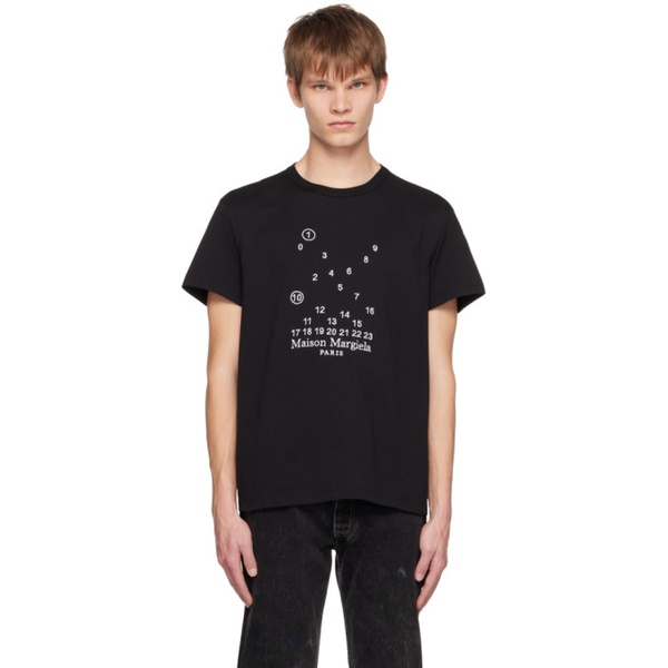 메종마르지엘라 메종마르지엘라 Maison Margiela Black Embroidered T-Shirt 222168M213029