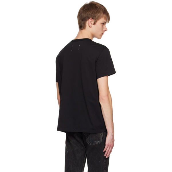 메종마르지엘라 메종마르지엘라 Maison Margiela Black Embroidered T-Shirt 222168M213029