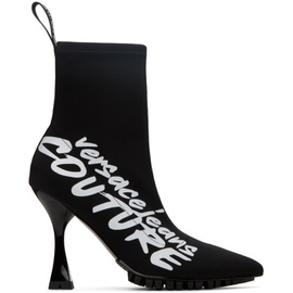베르사체 진 꾸뛰르 베르사체 Versace Jeans Couture Black Flair Logo Ankle Boots 222202F113006