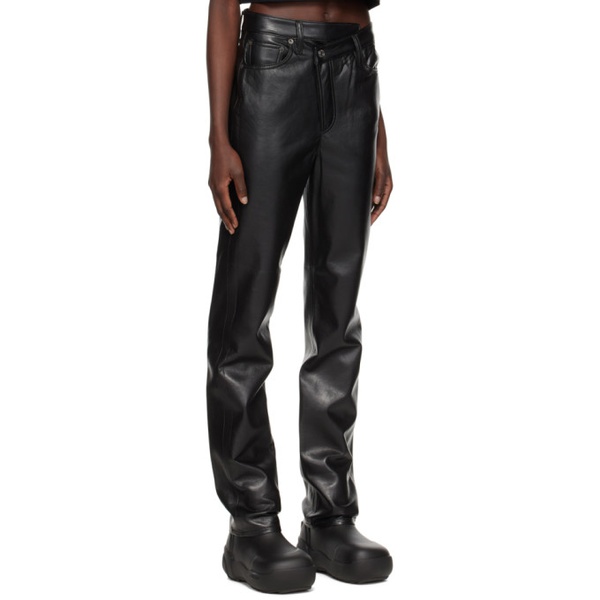  에이골디 AGOLDE Black Criss-Cross Leather Pants 222214F087000