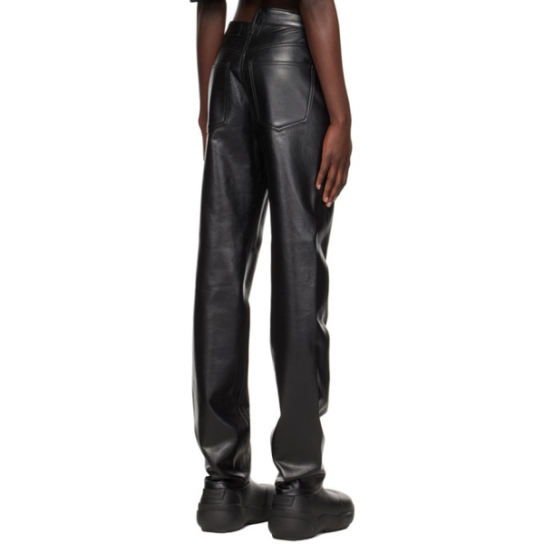  에이골디 AGOLDE Black Criss-Cross Leather Pants 222214F087000