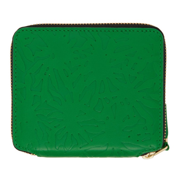  COMME des GARCONS WALLETS Green Embossed Forest Zip Wallet 222230F040018