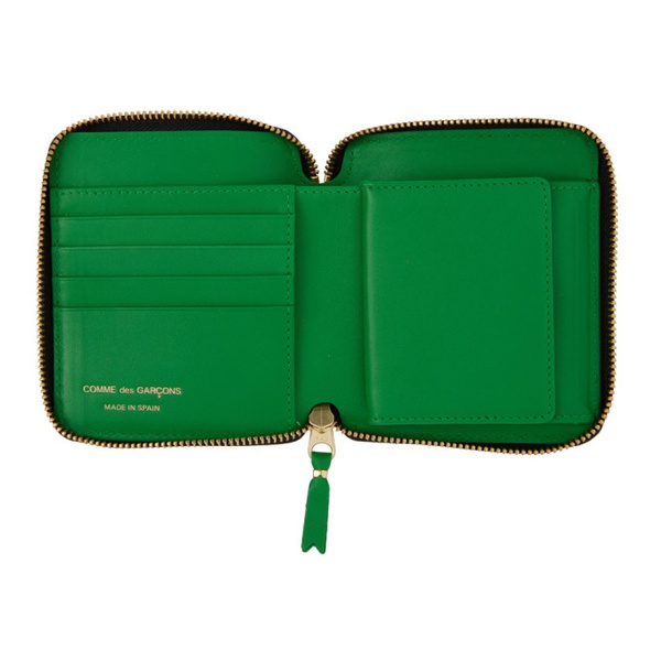  COMME des GARCONS WALLETS Green Embossed Forest Zip Wallet 222230F040018