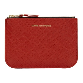 COMME des GARCONS WALLETS Red Small Embossed Roots Pouch 222230F045006