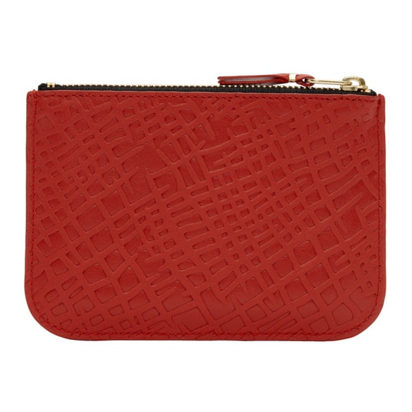  COMME des GARCONS WALLETS Red Small Embossed Roots Pouch 222230F045006