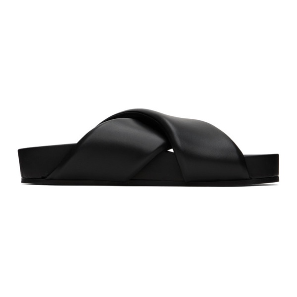 질샌더 질샌더 Jil Sander Black Oversize Wrapped Slides 222249M234000
