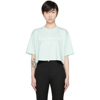 발망 Balmain Blue Organic Cotton T-Shirt 222251F110011