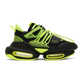 발망 Balmain Black & Green B-Bold Low-Top Sneakers 222251M237004