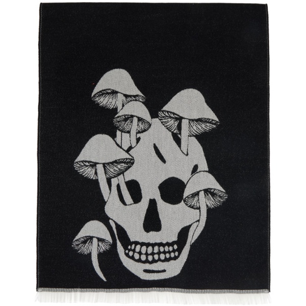 알렉산더 맥퀸 알렉산더맥퀸 Alexander McQueen Black Mushroom Logo & Skull Scarf 222259F028027