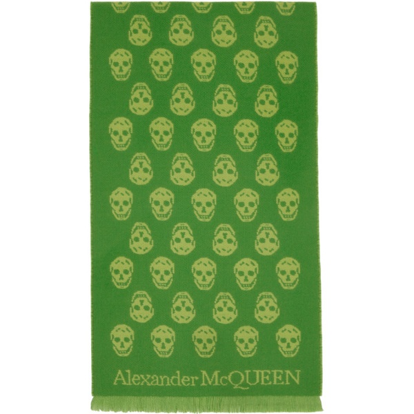 알렉산더 맥퀸 알렉산더맥퀸 Alexander McQueen Reversible Green Skull Scarf 222259F028028