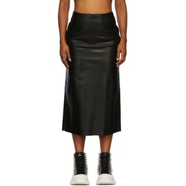 알렉산더맥퀸 Alexander McQueen Black Leather Midi Skirt 222259F092001