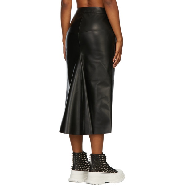 알렉산더 맥퀸 알렉산더맥퀸 Alexander McQueen Black Leather Midi Skirt 222259F092001