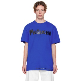 알렉산더맥퀸 Alexander McQueen Blue Graffiti T-Shirt 222259M213019