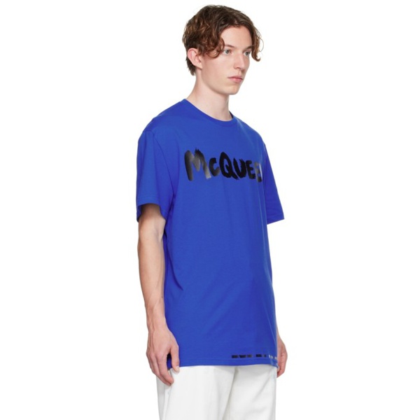 알렉산더 맥퀸 알렉산더맥퀸 Alexander McQueen Blue Graffiti T-Shirt 222259M213019