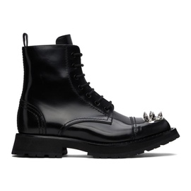 알렉산더맥퀸 Alexander McQueen Black Punk Stud Lace-Up Boots 222259M255001