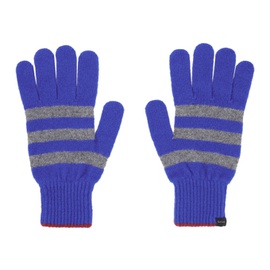 폴스미스 Paul Smith Blue Two Stripe Gloves 222260M135039