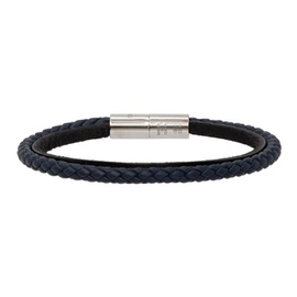 조르지오 아르마니 Giorgio Armani Navy & Black Leather Bracelet 222262M142026