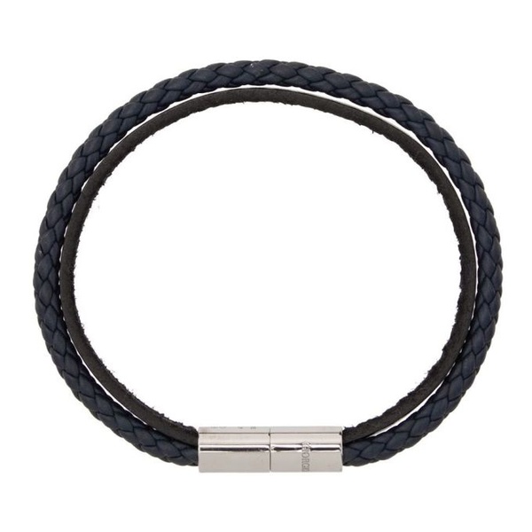 아르마니 조르지오 아르마니 Giorgio Armani Navy & Black Leather Bracelet 222262M142026
