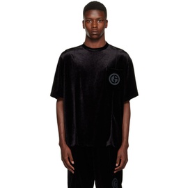 조르지오 아르마니 Giorgio Armani Black Embroidered T-Shirt 222262M213007