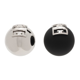 지방시 Givenchy Silver & Black 4G Earrings 222278F022012