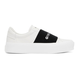 지방시 Givenchy White & Black City Sport Webbing Sneakers 222278F128019