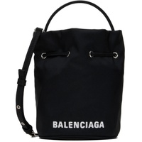 발렌시아가 Balenciaga Black XS Wheel Drawstring Bucket Bag 222342F048018