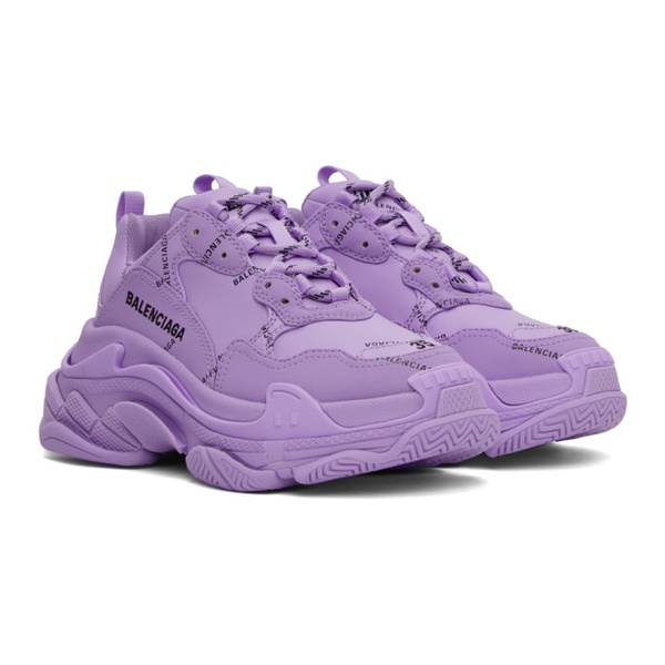 발렌시아가 발렌시아가 Balenciaga Purple Triple S Allover Logo Sneakers 222342F128008