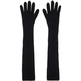 드리스 반 노튼 Dries Van Noten Black Long Ribbed Gloves 222358M135007