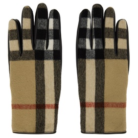 버버리 Burberry Tan & Black Vintage Check Gloves 222376F012002