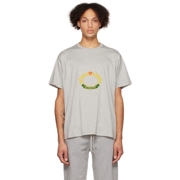 버버리 버버리 Burberry Gray Oak Leaf Crest T-Shirt 222376M213032