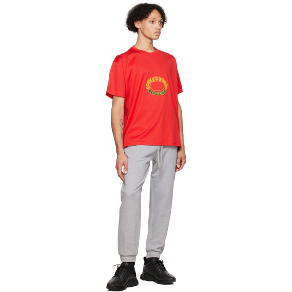 버버리 버버리 Burberry Red Embroidered T-Shirt 222376M213033