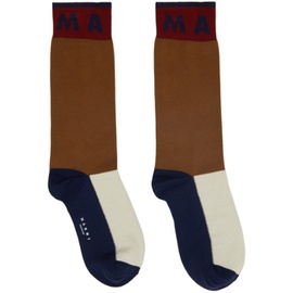 마르니 Marni Brown Colorblock Socks 222379F076003