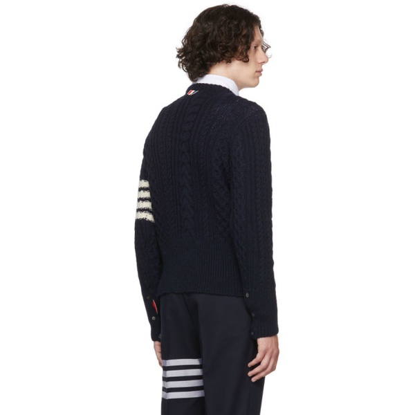 톰브라운 톰브라운 Thom Browne Navy Wool 4-Bar Sweater 222381M201015