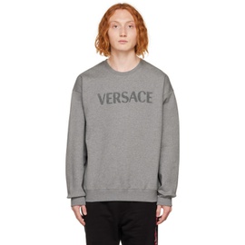 베르사체 Versace Gray Embroidered Sweatshirt 222404M204001