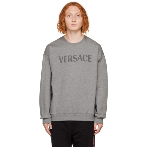 베르사체 베르사체 Versace Gray Embroidered Sweatshirt 222404M204001