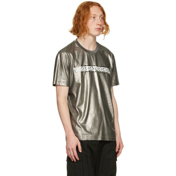 베르사체 베르사체 Versace Silver Metallic T-Shirt 222404M213013