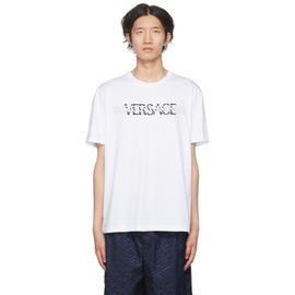 베르사체 Versace White La Greca T-Shirt 222404M213016