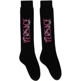베르사체 Versace Black & Pink Logo Socks 222404M220000
