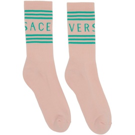 베르사체 Versace Pink Vintage Logo Socks 222404M220021