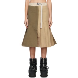 사카이 Sacai Khaki Pleated Mid-Length Skirt 222445F092021