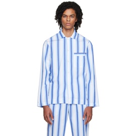 테클라 Tekla Blue Stripe Long Sleeve Pyjama Shirt 222482M218000