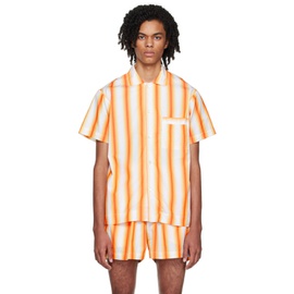 테클라 Tekla Orange Stripe Pyjama Shirt 222482M218005