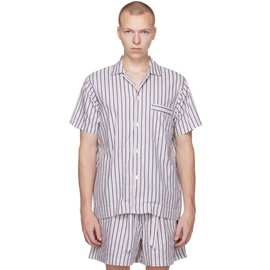 테클라 Tekla White Striped Pyjama Shirt 222482M218006
