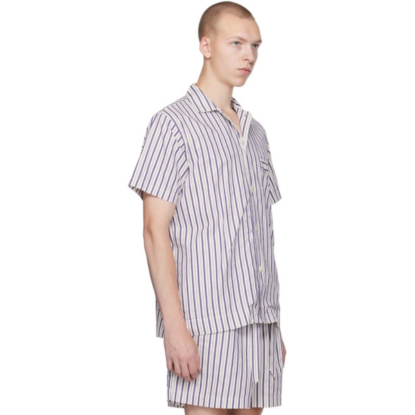  테클라 Tekla White Striped Pyjama Shirt 222482M218006