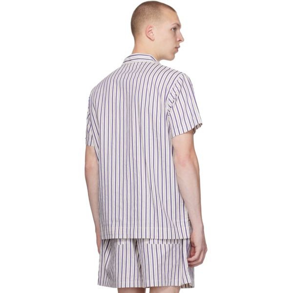  테클라 Tekla White Striped Pyjama Shirt 222482M218006